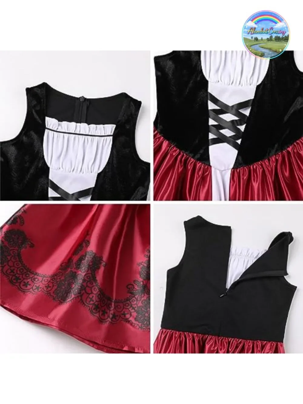 Girls Little Red Riding Hood Costume with Hooded Cape 2PC Dress Up Set